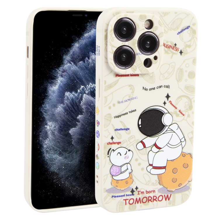 

For iPhone 11 Pro Max Astronaut Pattern Frosted TPU Phone Case(White)