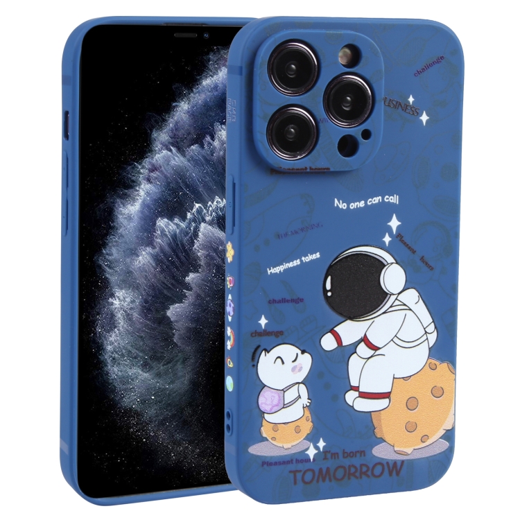 

For iPhone 11 Pro Max Astronaut Pattern Frosted TPU Phone Case(Blue)