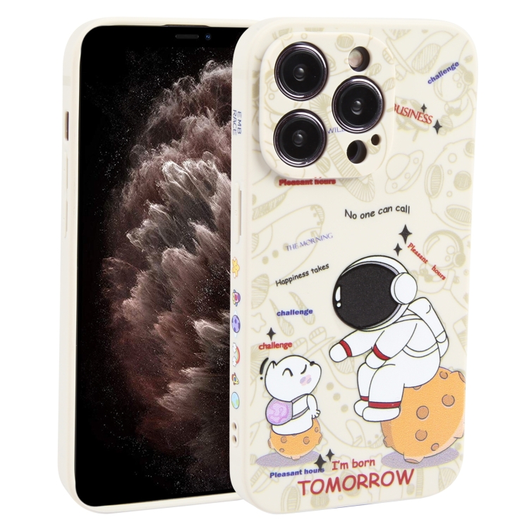 

For iPhone 11 Pro Astronaut Pattern Frosted TPU Phone Case(White)