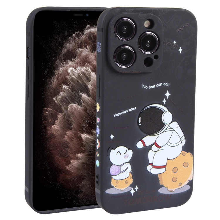 

For iPhone 11 Pro Astronaut Pattern Frosted TPU Phone Case(Black)