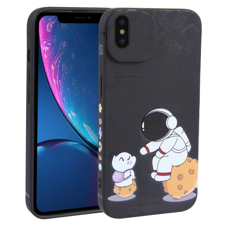 

For iPhone XS / X Astronaut Pattern Frosted TPU Phone Case(Black)