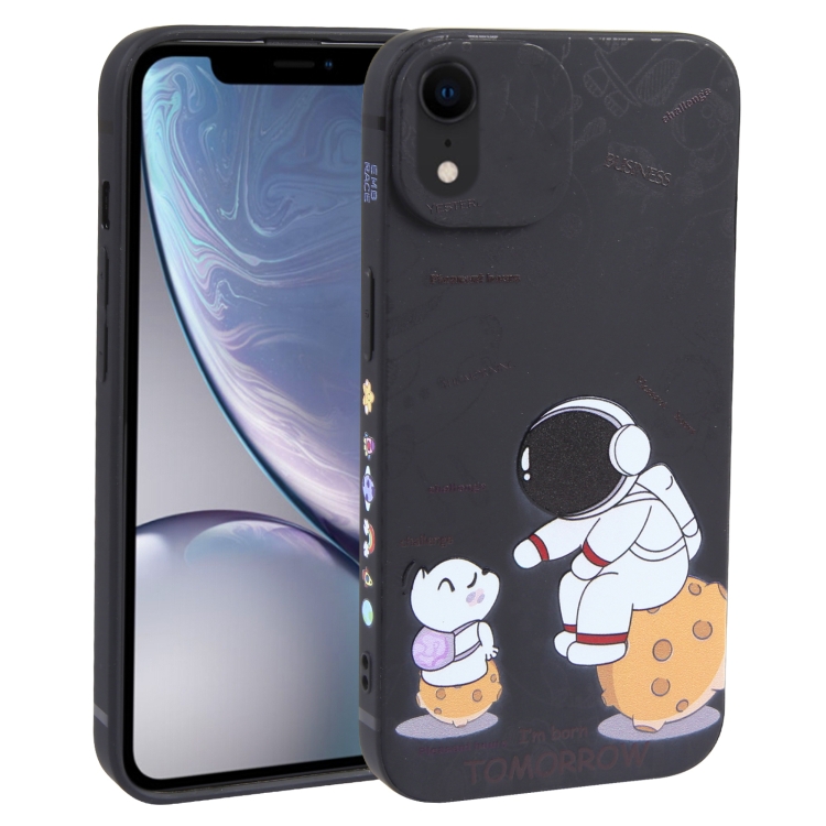

For iPhone XR Astronaut Pattern Frosted TPU Phone Case(Black)