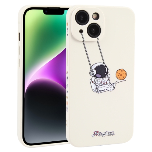 

For iPhone 14 Astronaut Swinging Pattern TPU Phone Case(White)