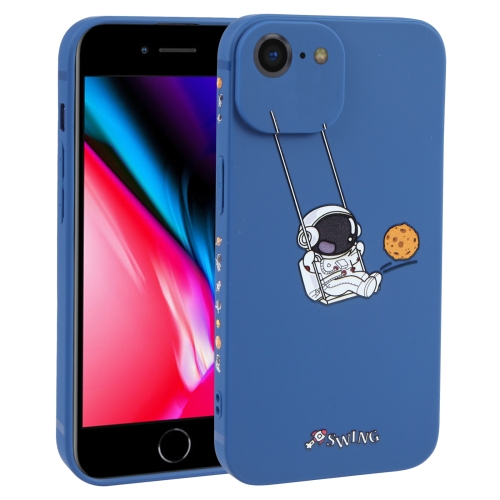 

For iPhone SE 2022 / SE 2020 / 8 / 7 Astronaut Swinging Pattern TPU Phone Case(Blue)