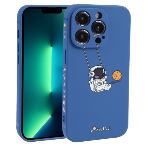 

For iPhone 13 Pro Max Astronaut Swinging Pattern TPU Phone Case(Blue)