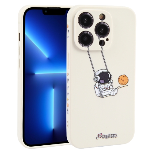 

For iPhone 13 Pro Astronaut Swinging Pattern TPU Phone Case(White)