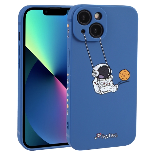 

For iPhone 13 mini Astronaut Swinging Pattern TPU Phone Case(Blue)
