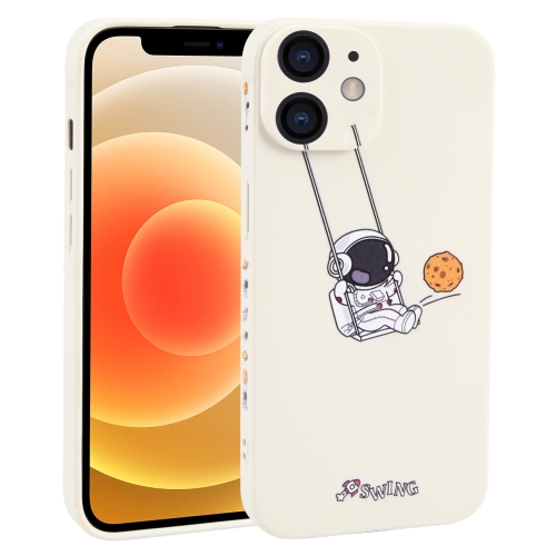 

For iPhone 12 Astronaut Swinging Pattern TPU Phone Case(White)