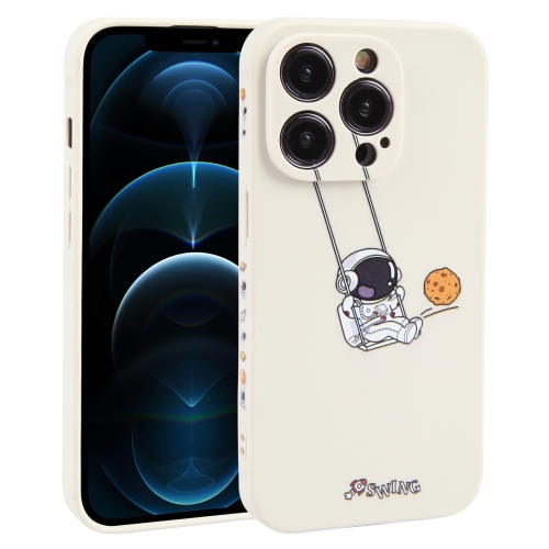 

For iPhone 12 Pro Max Astronaut Swinging Pattern TPU Phone Case(White)