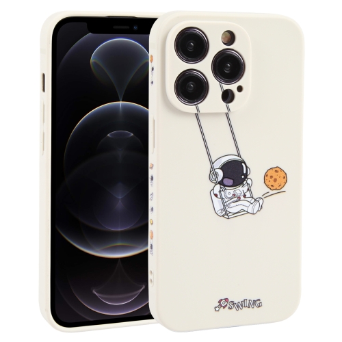 

For iPhone 12 Pro Astronaut Swinging Pattern TPU Phone Case(White)