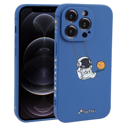 

For iPhone 12 Pro Astronaut Swinging Pattern TPU Phone Case(Blue)