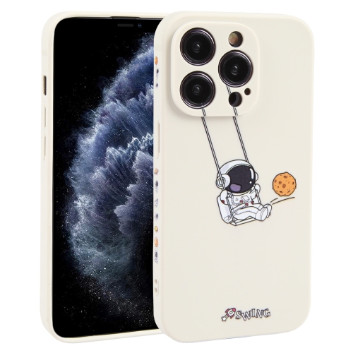 

For iPhone 11 Pro Max Astronaut Swinging Pattern TPU Phone Case(White)