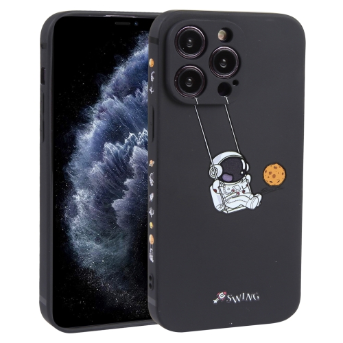 

For iPhone 11 Pro Max Astronaut Swinging Pattern TPU Phone Case(Black)