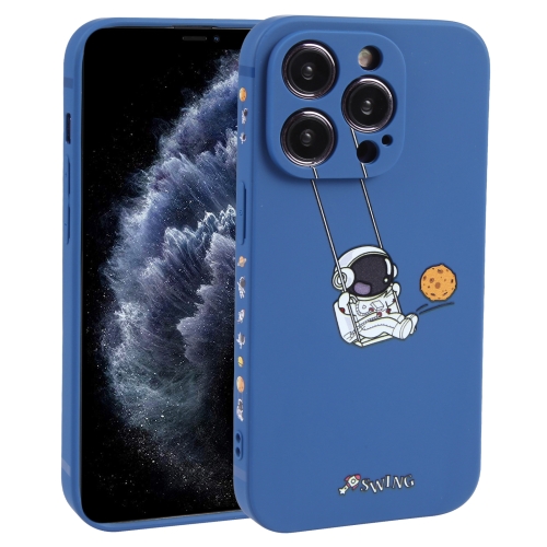 

For iPhone 11 Pro Max Astronaut Swinging Pattern TPU Phone Case(Blue)