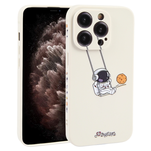 

For iPhone 11 Pro Astronaut Swinging Pattern TPU Phone Case(White)
