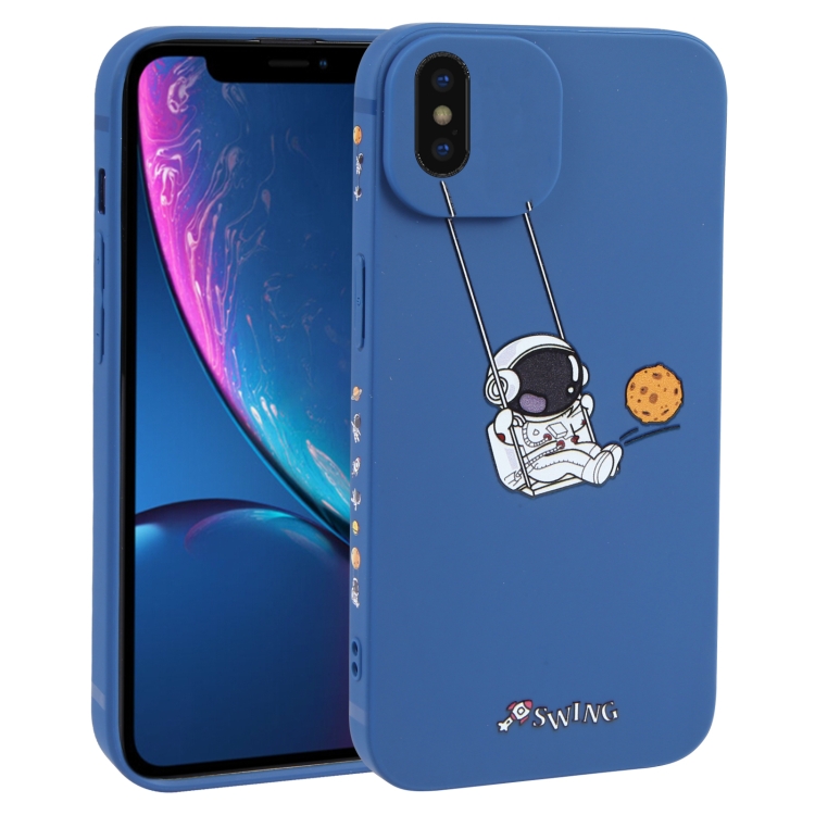 

For iPhone XS / X Astronaut Swinging Pattern TPU Phone Case(Blue)