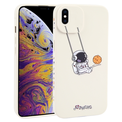 

For iPhone XS Max Astronaut Swinging Pattern TPU Phone Case(White)
