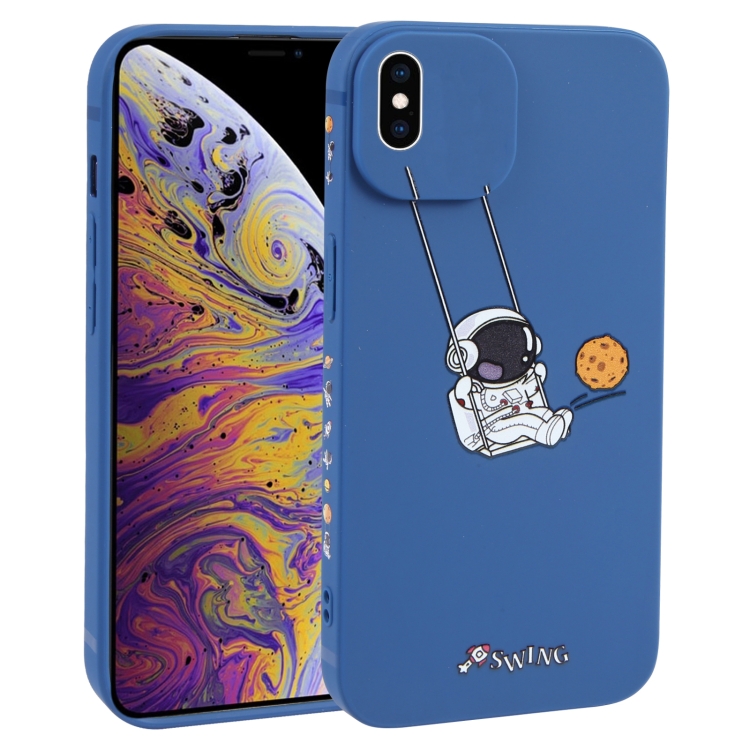 

For iPhone XS Max Astronaut Swinging Pattern TPU Phone Case(Blue)