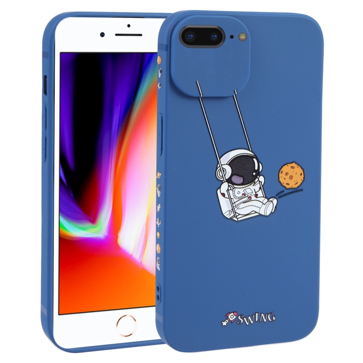 

For iPhone 8 Plus / 7 Plus Astronaut Swinging Pattern TPU Phone Case(Blue)