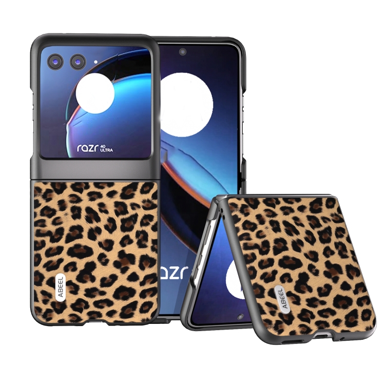 

For Motorola Razr 40 Ultra ABEEL Black Edge Leopard Phone Case(Leopard Print)