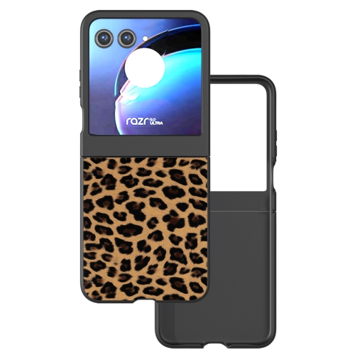 For Motorola Razr 50 ABEEL Black Edge Leopard Phone Case(Leopard Print)