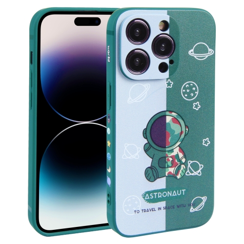 

For iPhone 14 Pro Max Color Contrast Astronaut Pattern TPU Phone Case(Green)