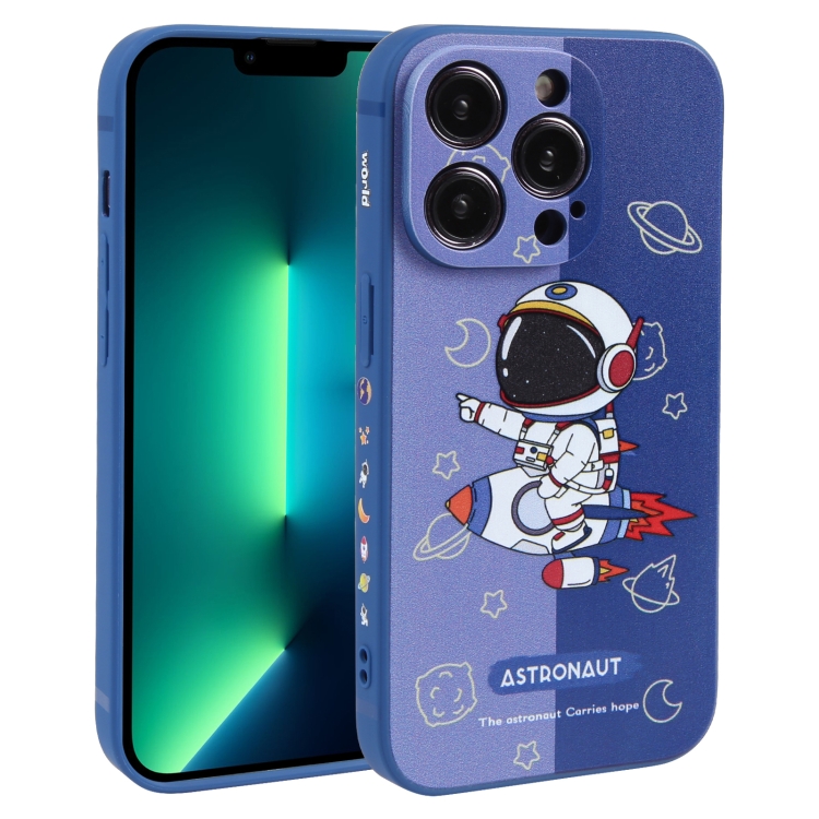 

For iPhone 13 Pro Max Color Contrast Astronaut Pattern TPU Phone Case(Blue)