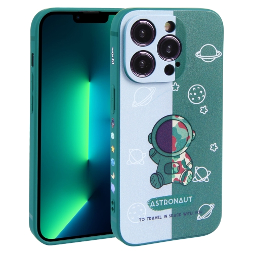 

For iPhone 13 Pro Max Color Contrast Astronaut Pattern TPU Phone Case(Green)