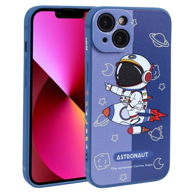 

For iPhone 13 Color Contrast Astronaut Pattern TPU Phone Case(Blue)