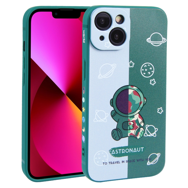 

For iPhone 13 Color Contrast Astronaut Pattern TPU Phone Case(Green)