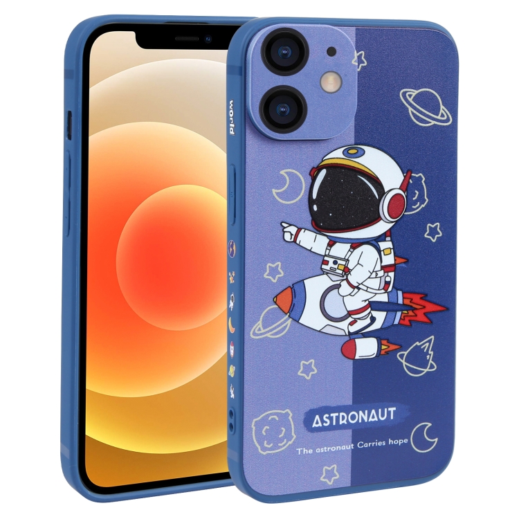 

For iPhone 12 Color Contrast Astronaut Pattern TPU Phone Case(Blue)