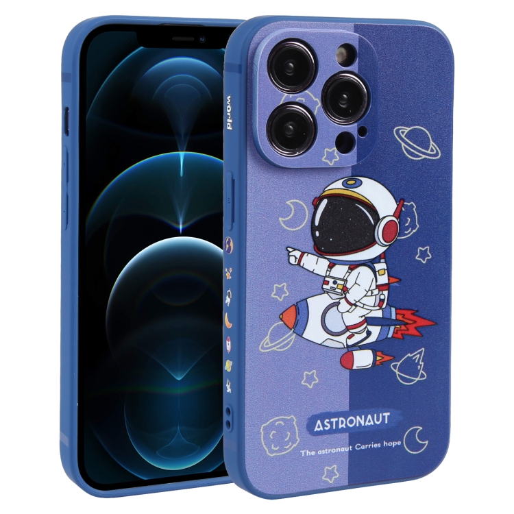 

For iPhone 12 Pro Max Color Contrast Astronaut Pattern TPU Phone Case(Blue)