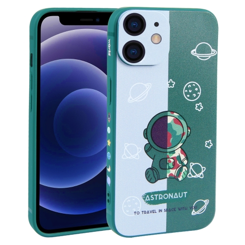 

For iPhone 12 mini Color Contrast Astronaut Pattern TPU Phone Case(Green)