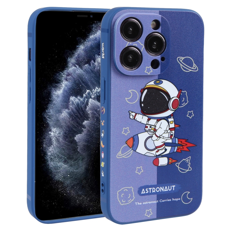 

For iPhone 11 Pro Max Color Contrast Astronaut Pattern TPU Phone Case(Blue)