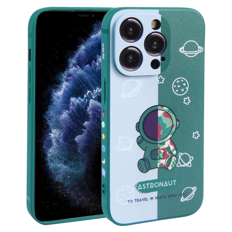 

For iPhone 11 Pro Max Color Contrast Astronaut Pattern TPU Phone Case(Green)