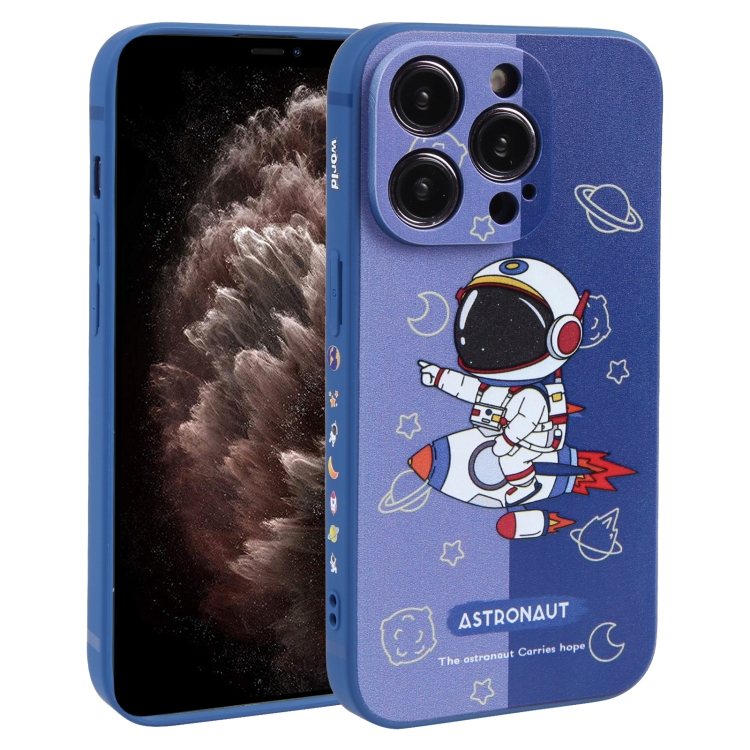 

For iPhone 11 Pro Color Contrast Astronaut Pattern TPU Phone Case(Blue)
