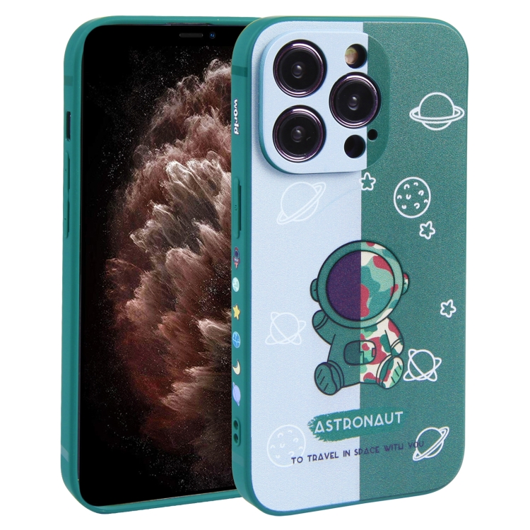 

For iPhone 11 Pro Color Contrast Astronaut Pattern TPU Phone Case(Green)