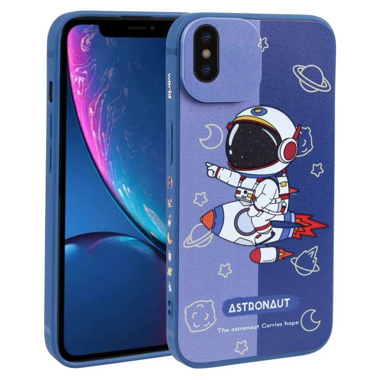 

For iPhone XS / X Color Contrast Astronaut Pattern TPU Phone Case(Blue)
