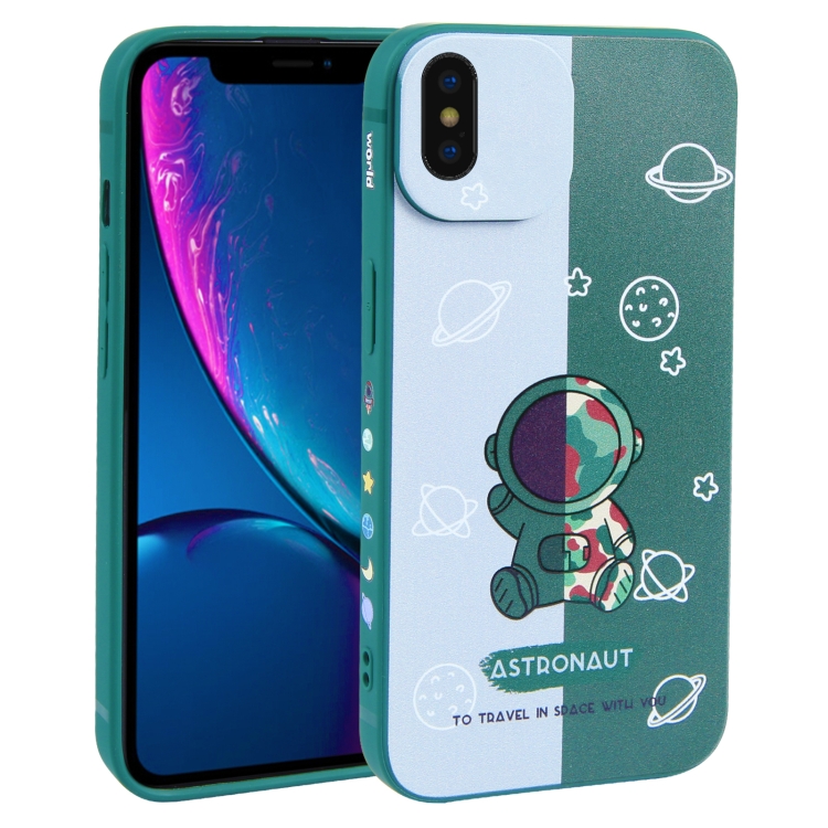 

For iPhone XS / X Color Contrast Astronaut Pattern TPU Phone Case(Green)