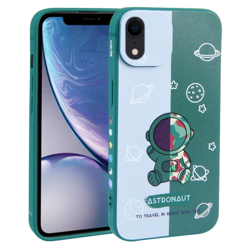 

For iPhone XR Color Contrast Astronaut Pattern TPU Phone Case(Green)