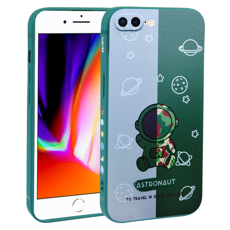 

For iPhone 8 Plus / 7 Plus Color Contrast Astronaut Pattern TPU Phone Case(Green)
