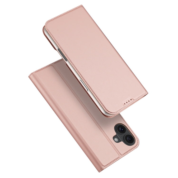 

For iPhone 16 Plus DUX DUCIS Skin Pro Series Flip Leather Phone Case(Rose Gold)