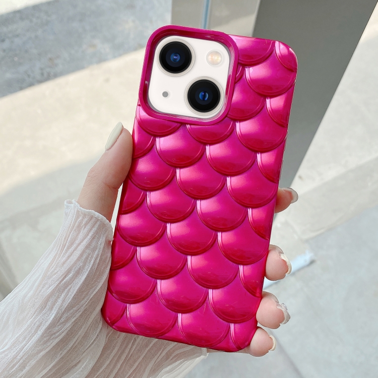 

For iPhone 14 3D Scale Style TPU Phone Case(Rose Red)