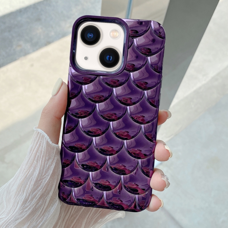 

For iPhone 14 3D Scale Style TPU Phone Case(Deep Purple)