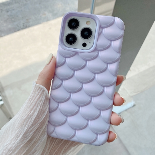 hexagonal wet film combs with scale stainless steel thickness gauge comb dropship For iPhone 13 Pro Max 3D Scale Style TPU Phone Case(Light Purple)