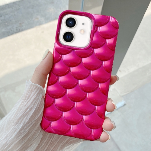 

For iPhone 12 3D Scale Style TPU Phone Case(Rose Red)