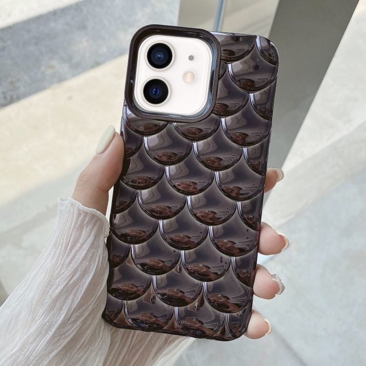 

For iPhone 12 3D Scale Style TPU Phone Case(Black)