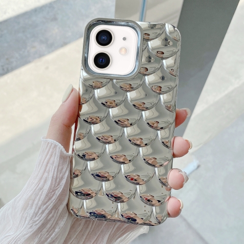 

For iPhone 12 3D Scale Style TPU Phone Case(Silver)