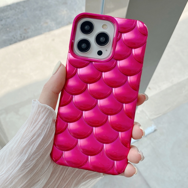 

For iPhone 12 Pro 3D Scale Style TPU Phone Case(Rose Red)