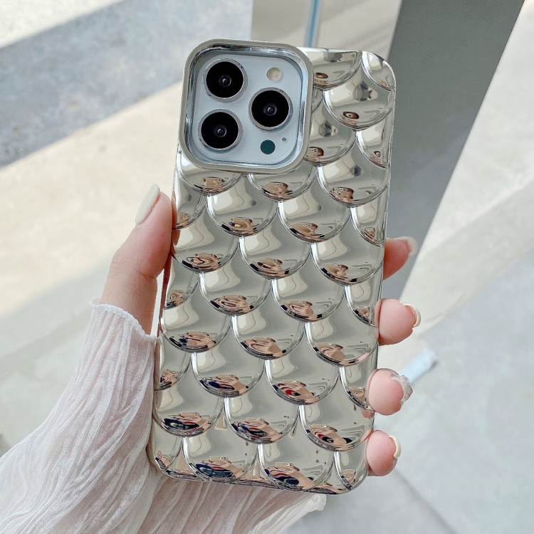 

For iPhone 15 Pro 3D Scale Style TPU Phone Case(Silver)
